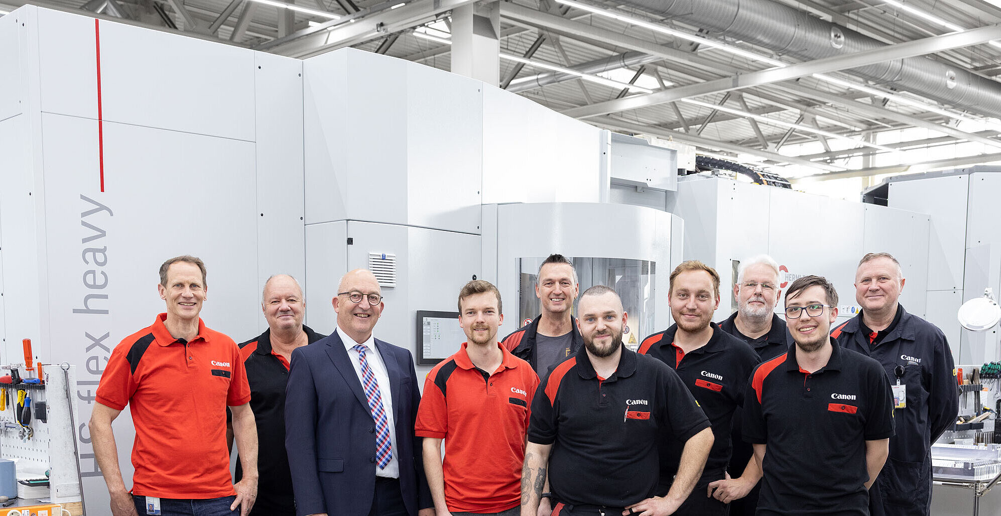 Die HERMLE Spezialisten bei Canon Production Printing, darunter Dr. Lars Jörgens, Michel Detische und Florian Neumair