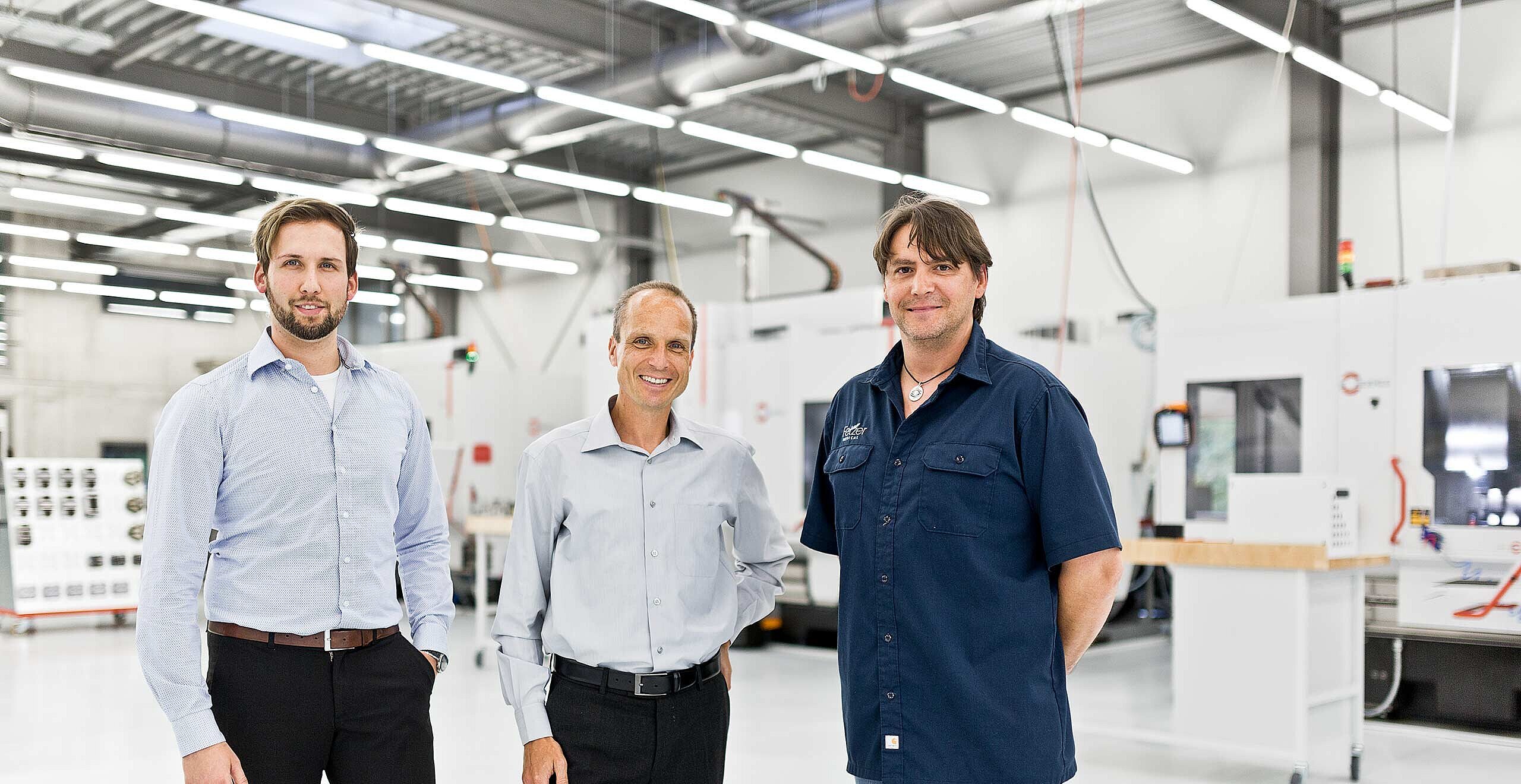 Sascha Riesinger, sales manager, graduate in business administration (FH) Jürgen Stickel, managing director, and Bernd Zepf, production manager, all from Fetzer Medical GmbH & Co. KG in Tuttlingen