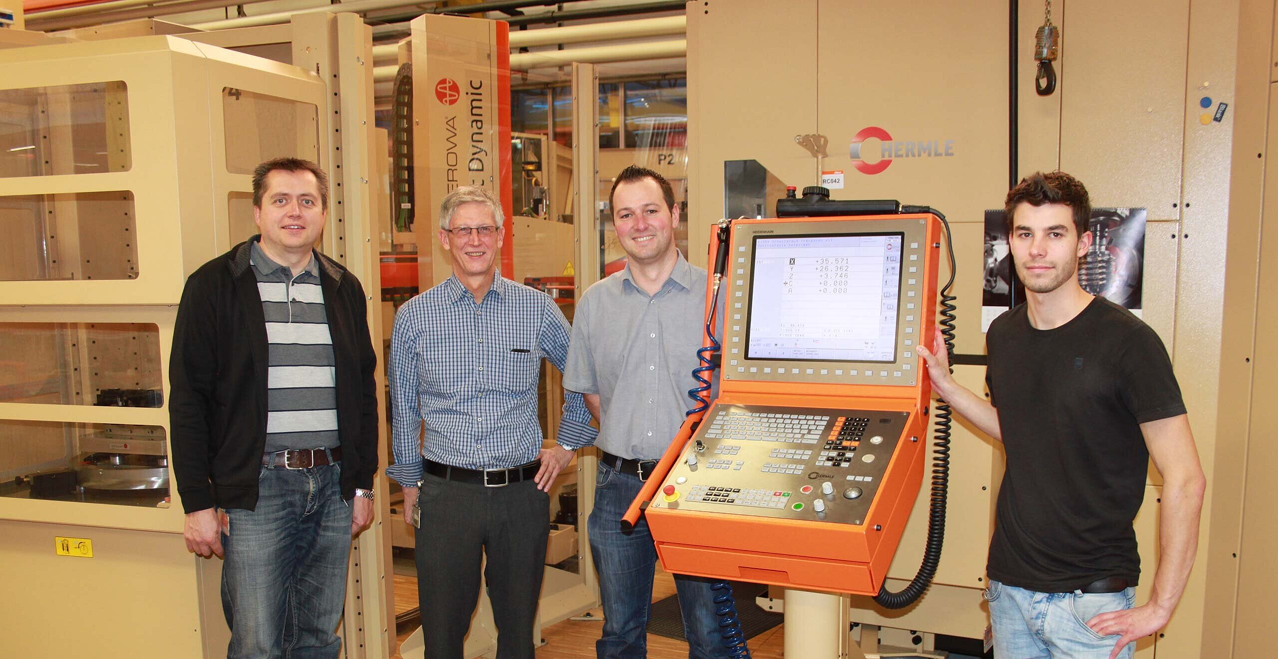 Klaus Holzer, Master Mould Maker responsible for the MPA project, Gerhard Gorbach, Manager of Equipment Manufacturing, Helmut Böhler, Department Milling Master and the machine operator Huf Mathias, all from Julius Blum GmbH