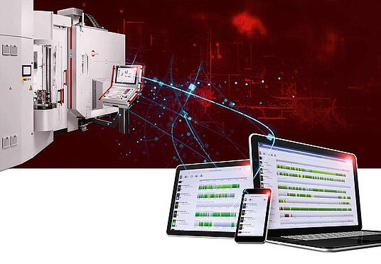 Automatisiertes 5-Achsen Bearbeitungszentrum von Hermle in Verbindung mit HIMS (Hermle-Information-Monitoring-Software)