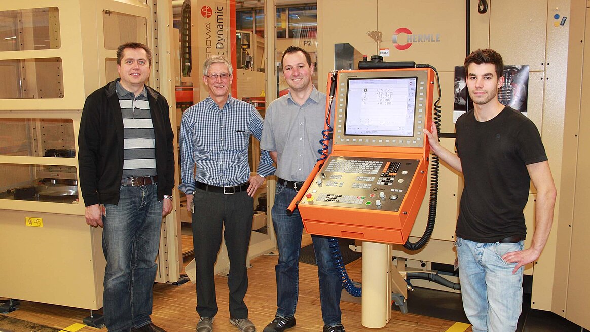 Klaus Holzer, Master Mould Maker responsible for the MPA project, Gerhard Gorbach, Manager of Equipment Manufacturing, Helmut Böhler, Department Milling Master and machine operator Huf Mathias, all from Julius Blum GmbH