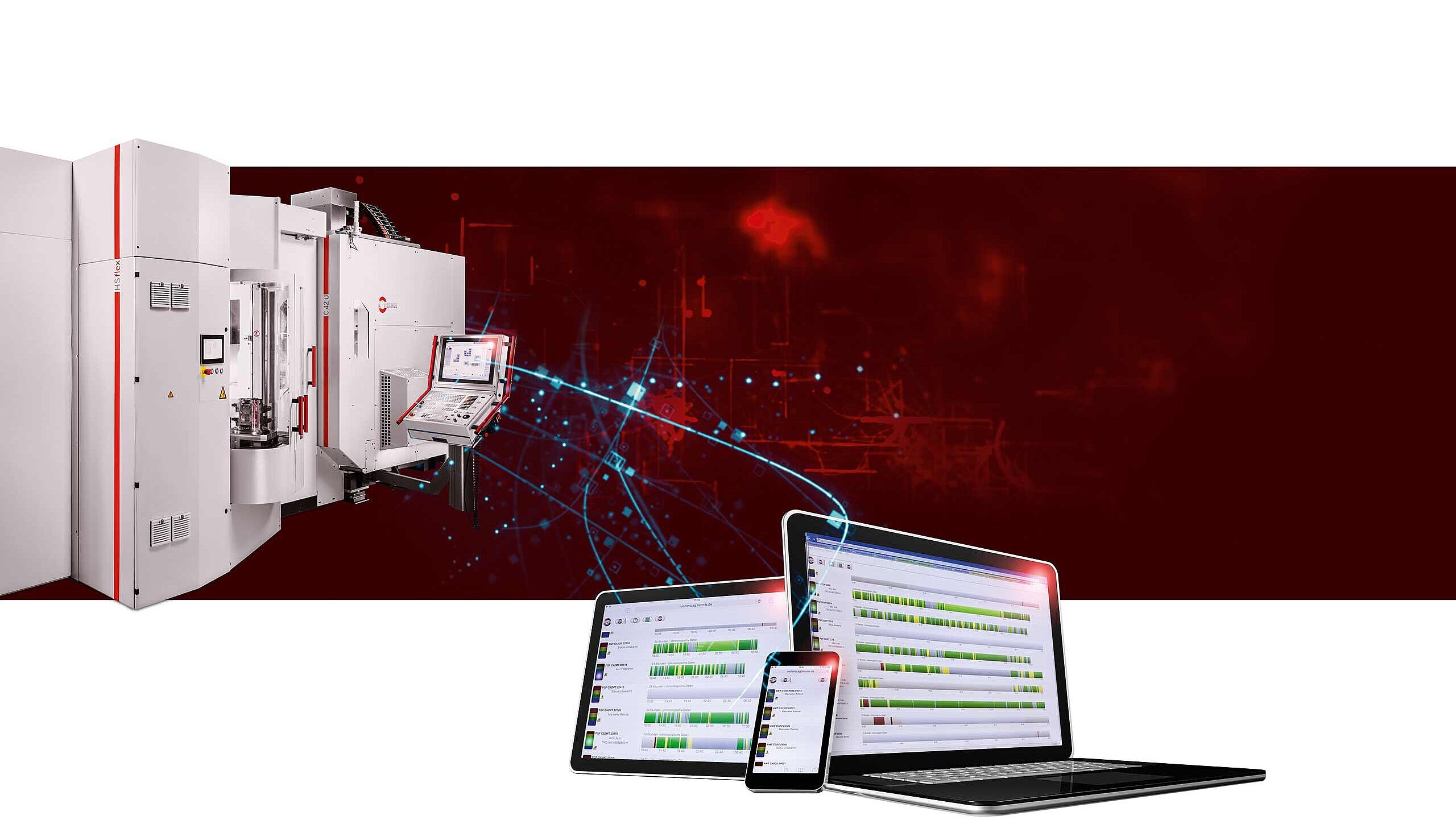 Automatisiertes 5-Achsen Bearbeitungszentrum von Hermle in Verbindung mit HIMS (Hermle-Information-Monitoring-Software)